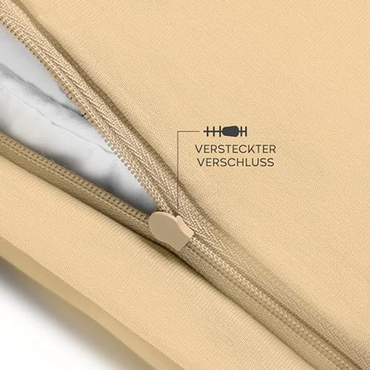 Twinzen® Kissenbezug 30x30 (2er-Set) - 100% Jersey Baumwolle 150 GSM Kissenbezüge - Beige - Für Kissenbezüge 30x30 cm - Kissenhülle - Kissenbezug mit Reißverschluss - Oeko-Tex Zertifiziert – Bild 5