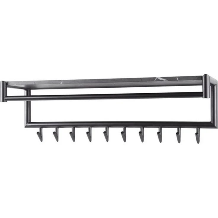 Garderobe Melamik aus Metall und Melamin, modern mit Keramik-Optik, Grau, mit Hutablage und 10 Haken – Bild 4