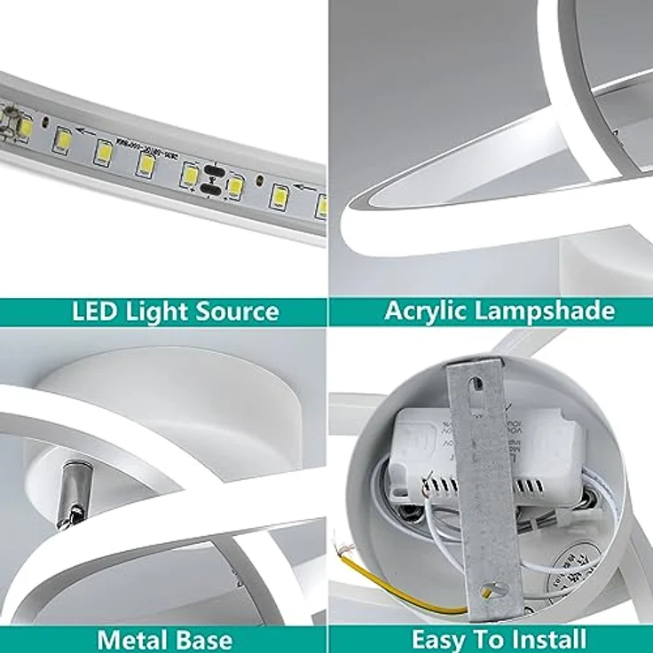 Comely LED Deckenleuchte Modern Design Schlafzimmerlampe Decke, Weiß, 30W 3300LM, für Schlafzimmer, Küche, Balkon, Korridor, Büro, Flur – Bild 5