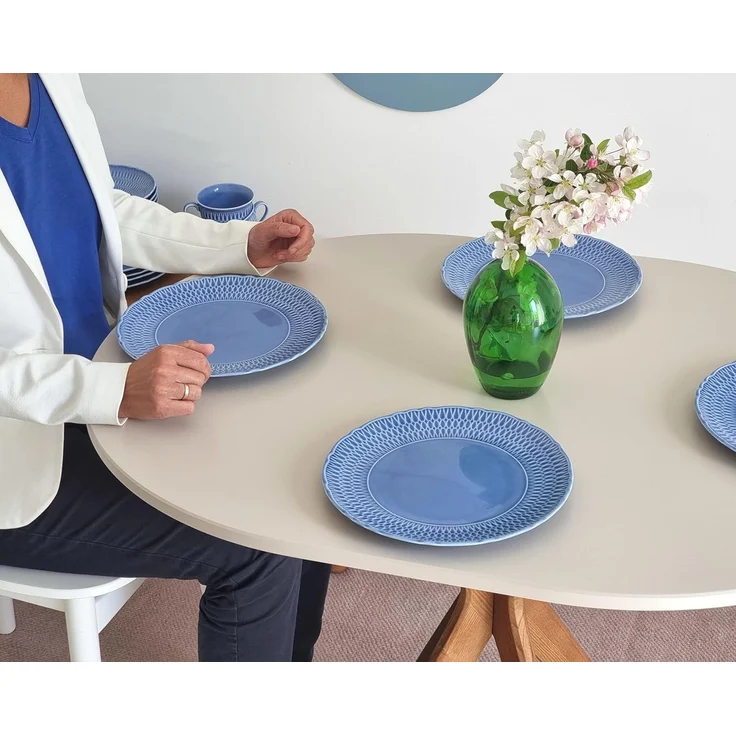 Ragaba ovaler Esstisch, MDF & Massives Eschenholz, 75x100 cm, Weiß – Bild 6