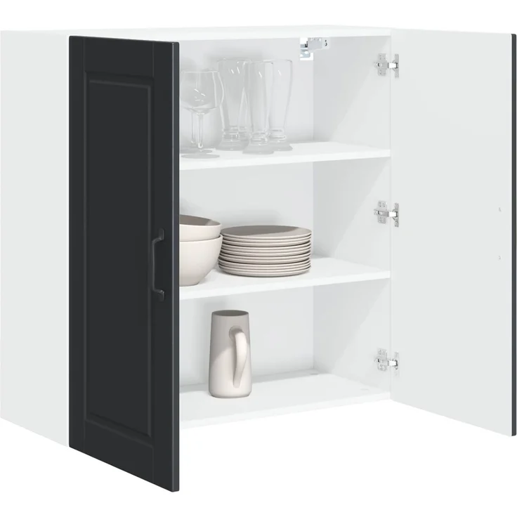 vidaXL Wandschrank PORTO Schwarz 80 x 31 x 80 cm Holzwerkstoff 885406 – Bild 3