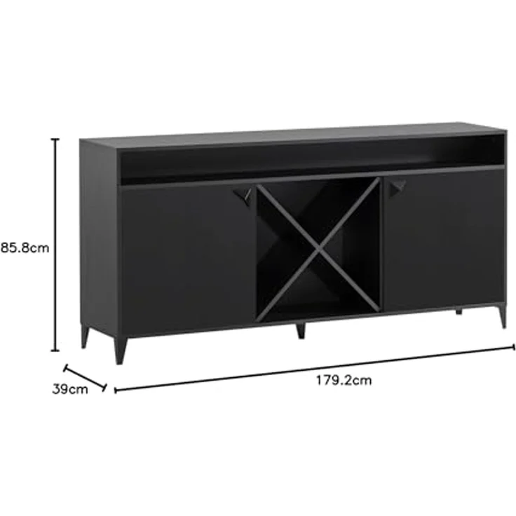 LOOKS by Wolfgang Joop Sideboard Classic, schwarz matt, 179,2 x 39 x 85,8 cm – Bild 3