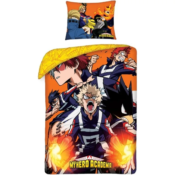 My Hero Academia Bettwäsche Set aus Baumwolle Bettdeckenbezug 140 × 200 cm mit 70 × 90 cm Kissenbezug