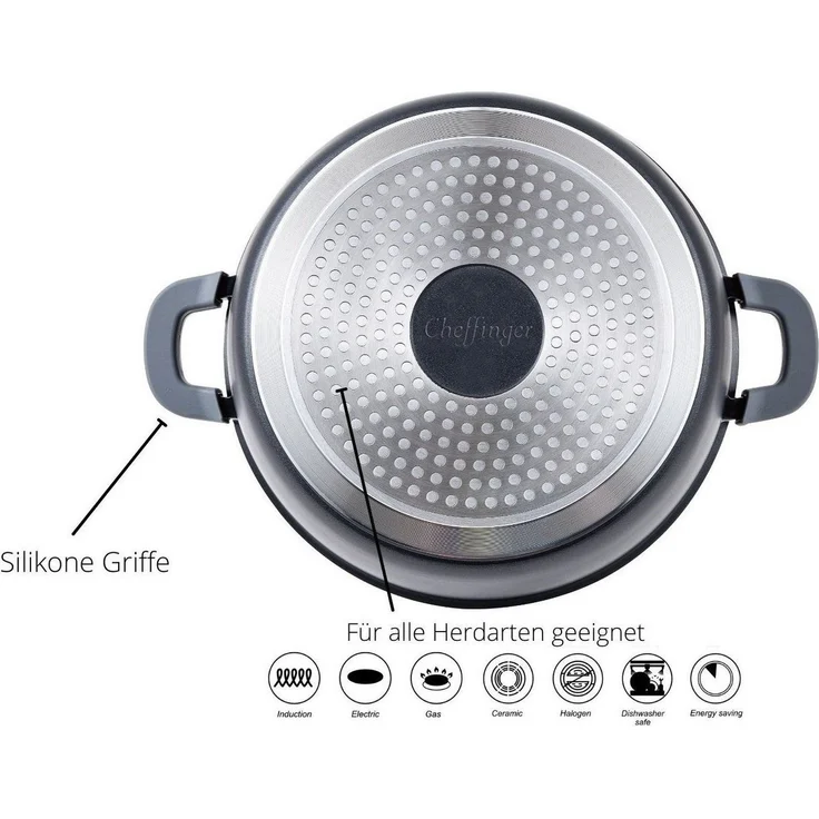 XXL Kochtopf Topf Kasserolle Glasdeckel Aluguss Induktion Ø40cm Cheffinger CF. – Bild 3