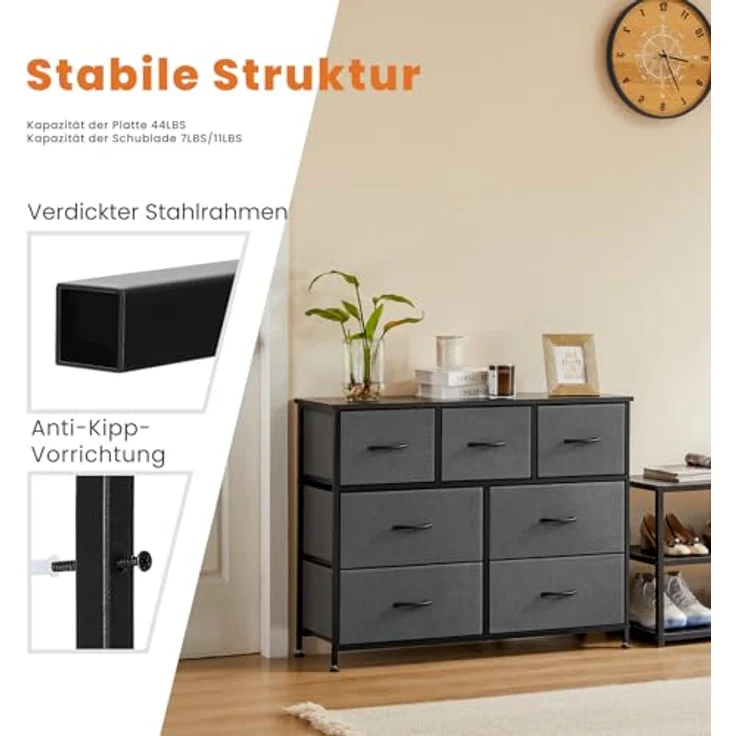 Sweetcrispy Kommode mit Stoffschubladen, Grau – Bild 7