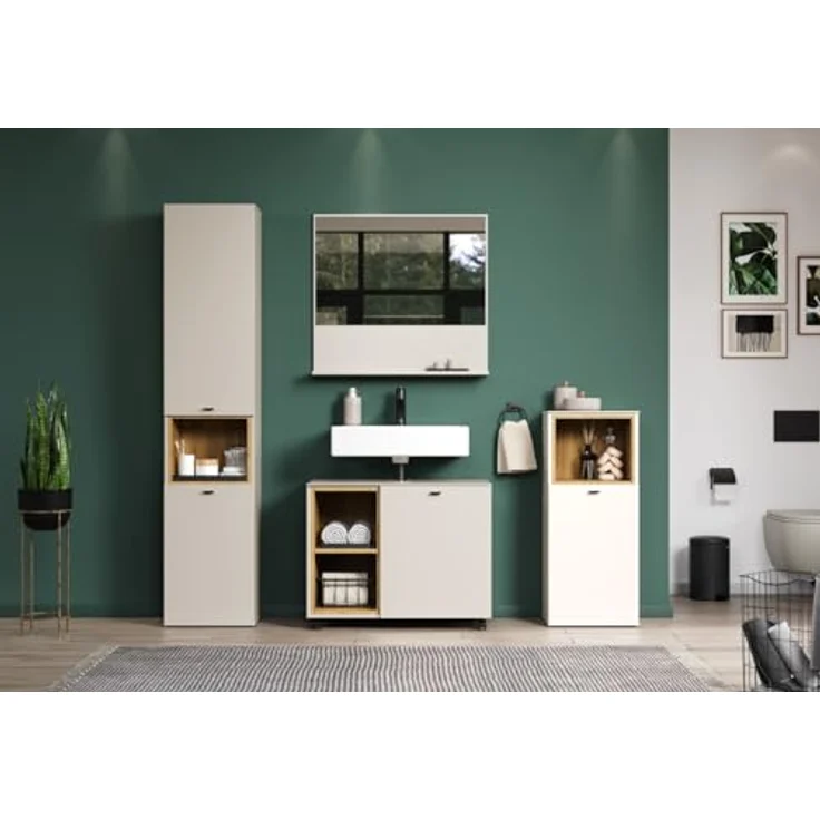 Waschbeckenunterschrank Sao Paulo in Sand und Eiche 80 cm – Bild 6