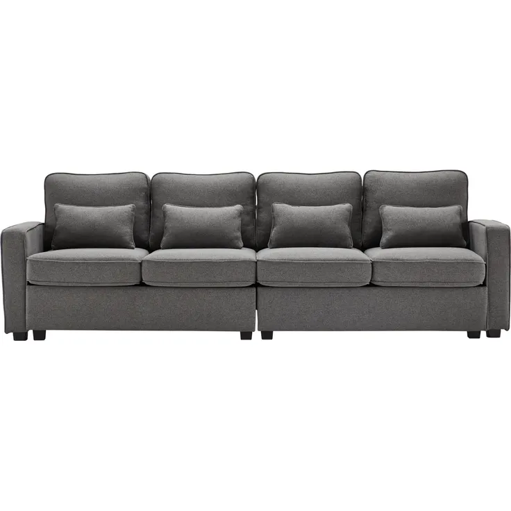 Big-Sofa, 264 cm, 4-Sitzer inkl. loser Zier- und Rückenkissen, Leinen Bezug, Polstersofa, Wohnzimmersofa – Bild 7