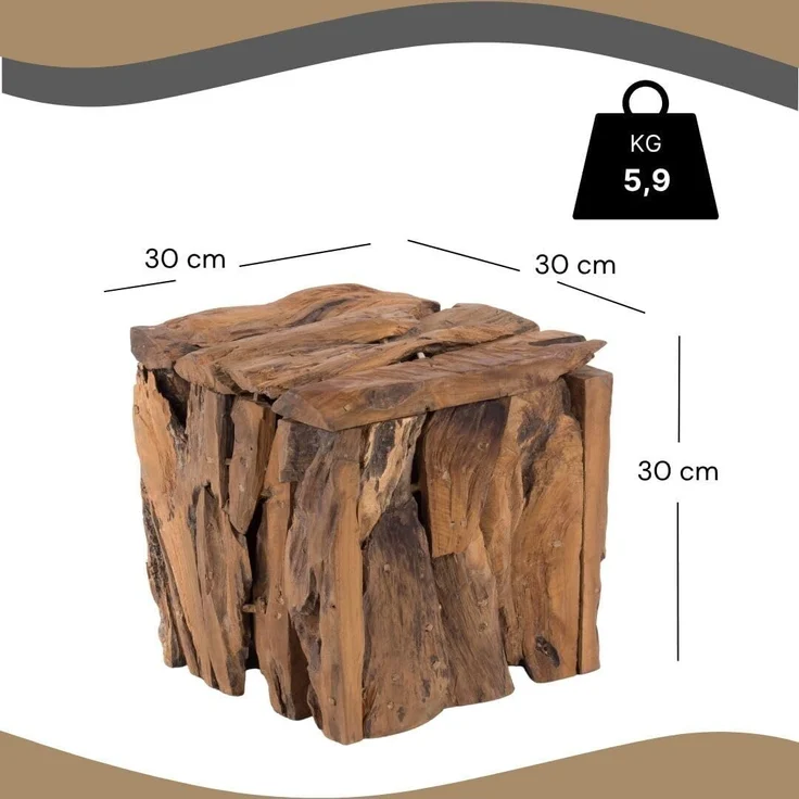 DESIGN DELIGHTS Hocker SITZBOX "Holz massiv 30", 30x30x30 cm, Holz massivholz, Sitzhocker – Bild 2