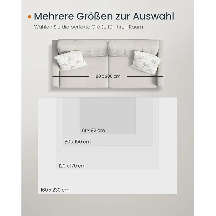 Songmics HOME Teppich, 120x170 cm, Wohnzimmerteppich, Rutschfester Teppich, Kurzflor, flauschig, Dekoration, für Wohnzimmer, Schlafzimmer, maschinenwaschbar, Boho-Stil, Taubengrau – Bild 2