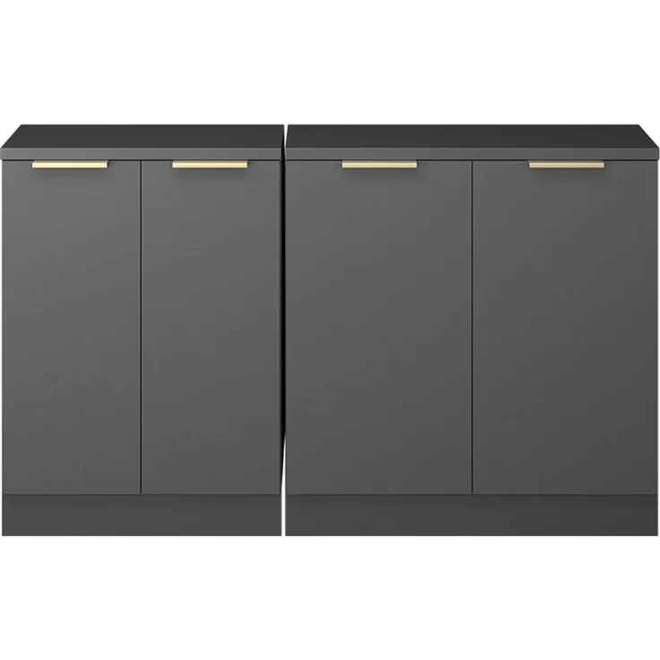 Küchenschrank für Dachschrägen R-Line Anthrazit-Gold 140 cm 2er Set Schrankkorpuss 60 cm Tiefe Vicco – Bild 3
