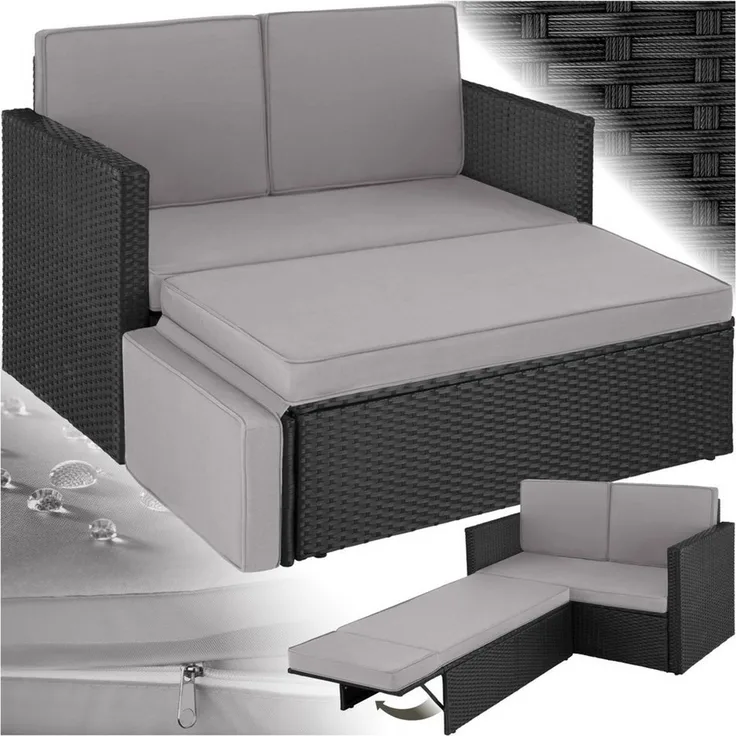 tectake Loungeset Rattan Lounge, (Set, 2-tlg), 2-Sitzer