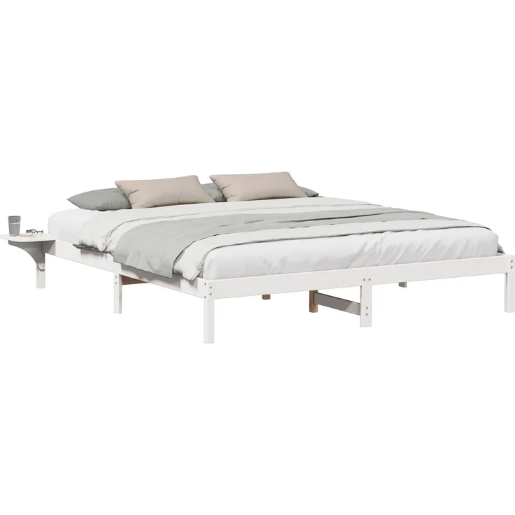 vidaXL Bettrahmen Weiß 180 x 200 cm Massives Kiefernholz 873179 – Bild 2