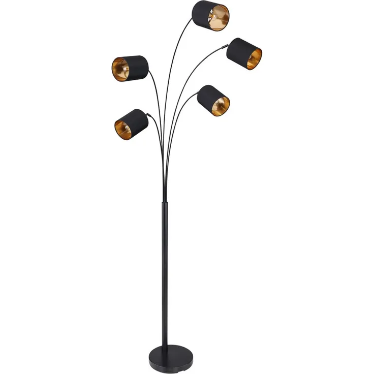 LED Stehlampe, schwarz-gold, Textilschirme schwenkbar, H 204 cm