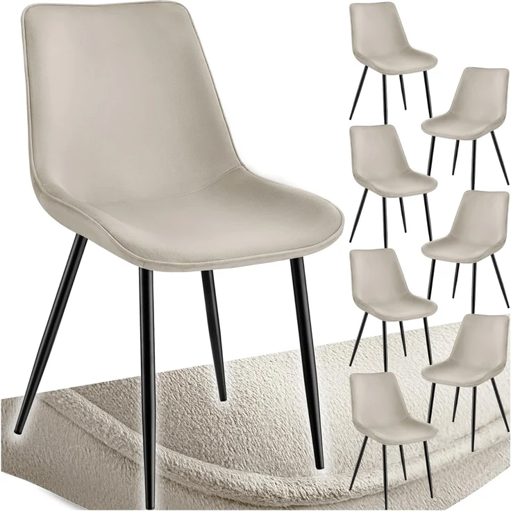 tectake Esszimmerstuhl Monroe (8er Set, 8 St), Gepolstert – Bild 1