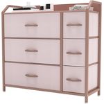 YITAHOME Kommode,Kommode mit 6 Schubladen,Stoffschubladen mit Griffen,Kommodenschrank mit Stabiler Stahlrahmen,Dauerhaft,Rosa