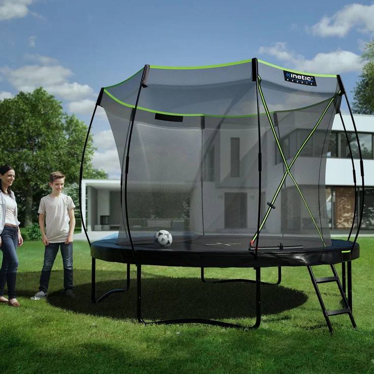 KINETIC SPORTS Premium Outdoor Trampolin 'Ultimate Pro' für Kinder und Erwachsene, AirMAXX Sprungtuch, mit Leiter, Fieberglas, bis zu 160 kg, Kürbis-Design, Ø 305 cm – Bild 2