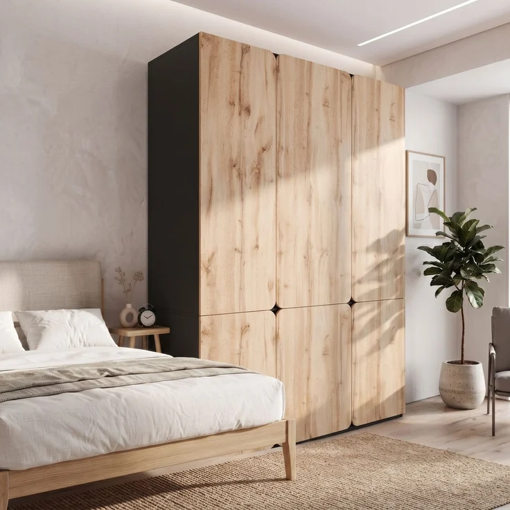 Drehtürenschrank 180 x 50 x 200 cm aus MDF und Spanplatte in Eiche mit 8 Türen – Bild 2
