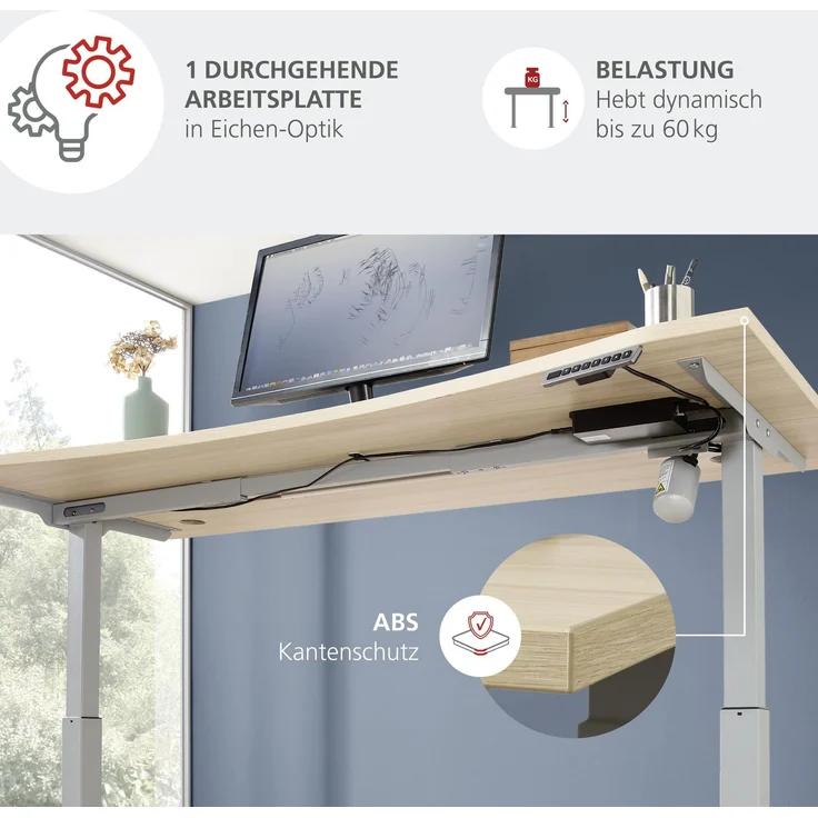 Komplettbüro SANTORIN IV Riva Eiche & Glas Cashmere 10-teilig – Bild 5