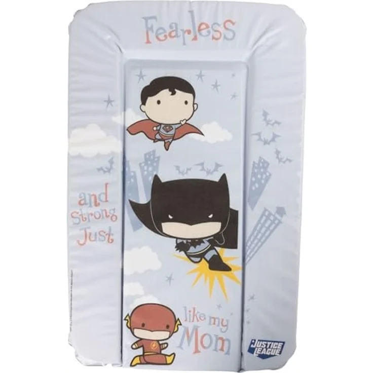 Tataway DC Comics Justice League Wickeltisch, Matratze, weiche Wickelauflage für Jungen und Mädchen mit Grafiken von Superman, Batman und Flash, Maße 73 x 48,5 x 3 cm – Bild 1