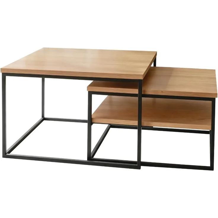 2er Set Couchtische - Eiche / Metall
