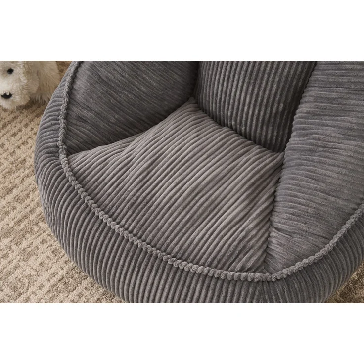 Sitzsack 69cm×72cm×51cm in Grau – aus Cord mit ergonomischer Form für Kinderzimmer und Spielecke – Bild 5