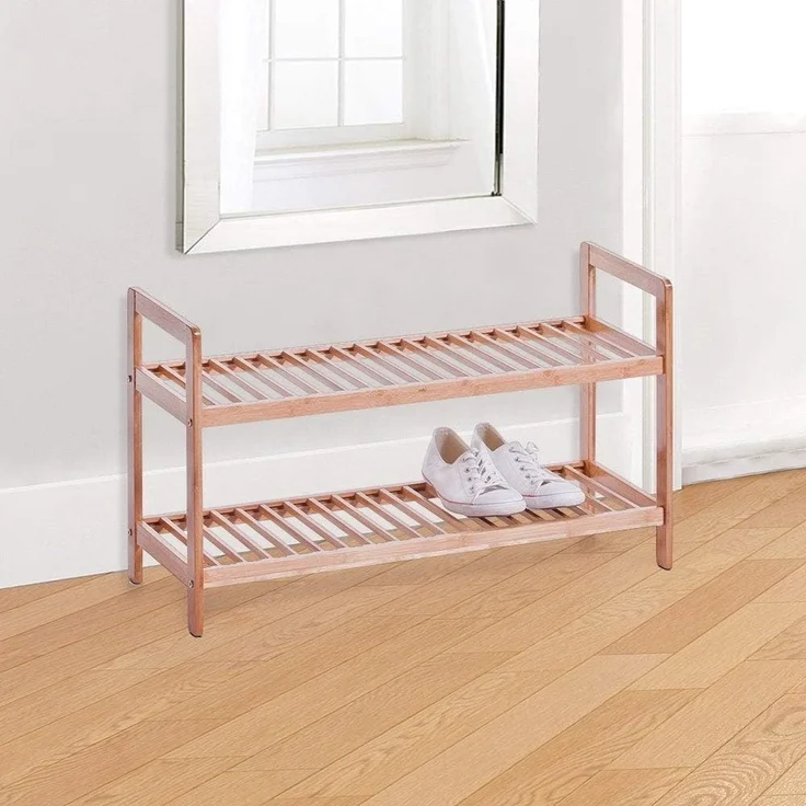 Schuhregal aus Bambus mit 2 Ebenen, 70 x 26 x 40 cm – Bild 2