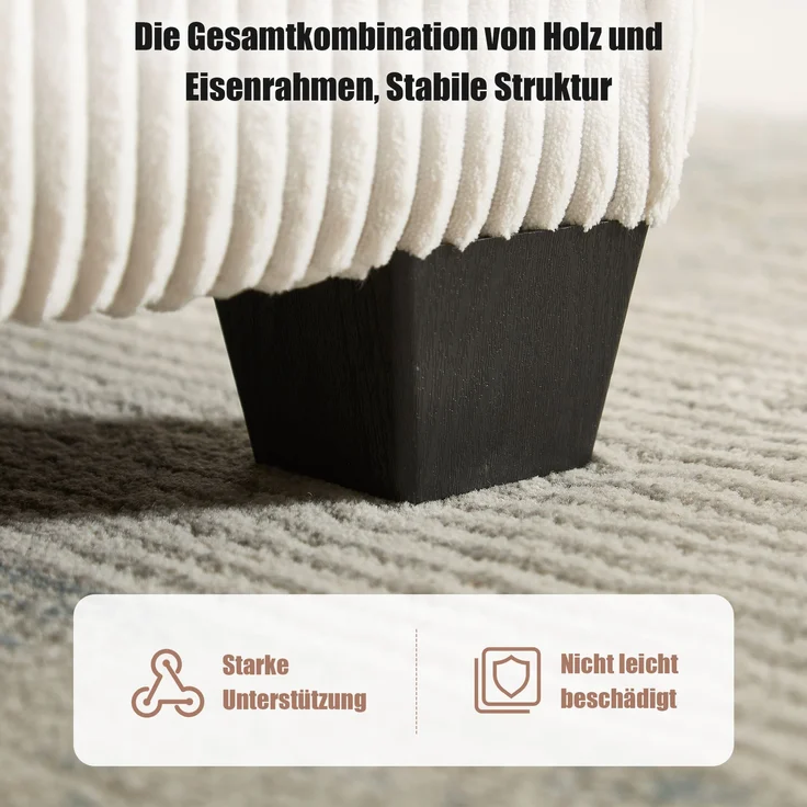 Modulares 6-Sitzer Sofa, ca. 308x154x82 cm, Beige Cord, mit Seitentaschen – Bild 8