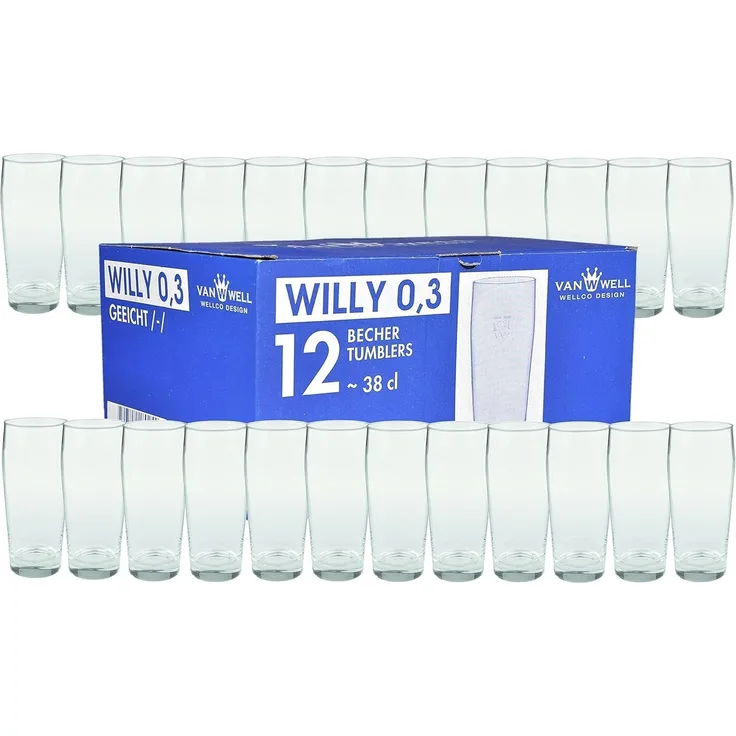 24er Set Bierglas Willibecher 0,3L geeicht Biergläser Tumbler perfekt geeignet für Gastronomie