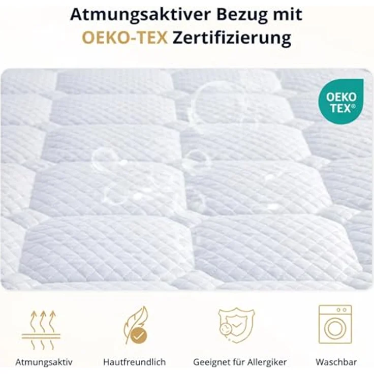 EGO Home Matratzen Topper 90x200, 7cm Höhe Matratzentopper aus Schaumstoff von 7 Zonen Schneiden, Öko-TEX Zertifiziert, 90x200 cm Matratzenauflage für Boxspringbett Matratzen Schlafsofa – Bild 4