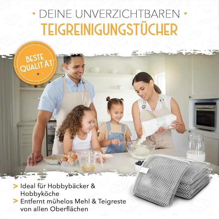 Krustenzauber Backmatte Zubehör - Brotschlingen, Schneebesen, Backmatte, Teig Reinigungstücher, 2x Teigreinigungstuch – Bild 7