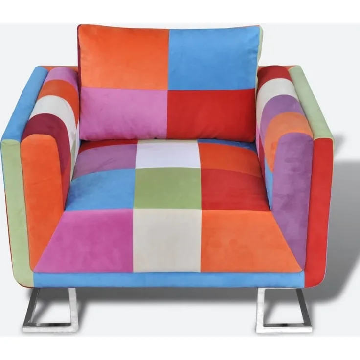 vidaXL Würfel-Sessel mit Verchromten Beinen Patchwork-Design Stoff 240895