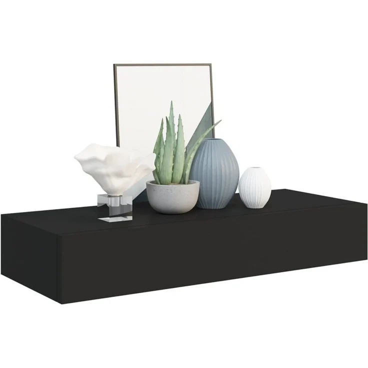 DOTMALL Schubkasten Wandmontiertes Schubladenregal,Schwarz, 60x23,5x10cm,MDF – Bild 2