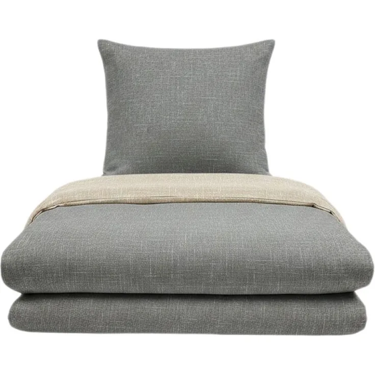 Renforce Wendebettwäsche mit Reißverschluss - Bettwäsche aus 100% Baumwolle, Grau 135x200 cm + 80x80 cm