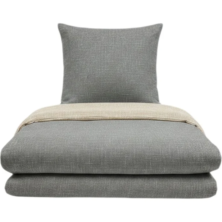 Renforce Wendebettwäsche mit Reißverschluss - Bettwäsche aus 100% Baumwolle, Grau 135x200 cm + 80x80 cm – Bild 1