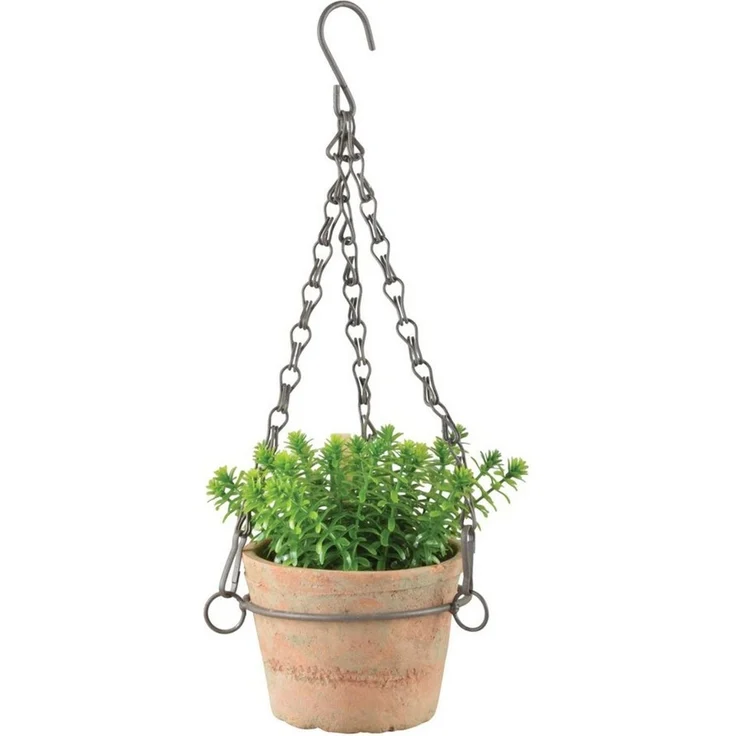 esschert design Blumenampel AT Topf hängend S Blumenampel Terracotta Garten Terrasse Pflanze Vase (1 x Hängetopf) – Bild 3