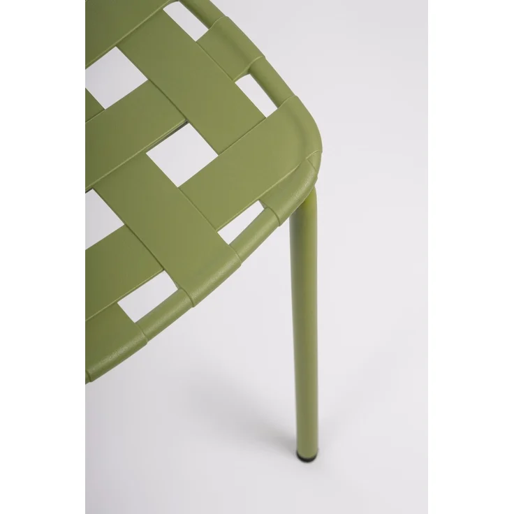 Gartenstuhl Revol 4er-Set aus Metall, modern, stapelbar, grün, UV-beständiges Geflecht – Bild 6