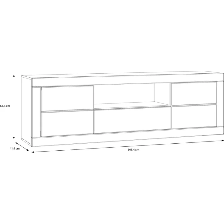 Lowboard >LEFKADAS< 2 Türen, 1 Schub, Weiss/Mauvella Eiche Dekor - 195,4x61,6x41,4cm BxHxT – Bild 6