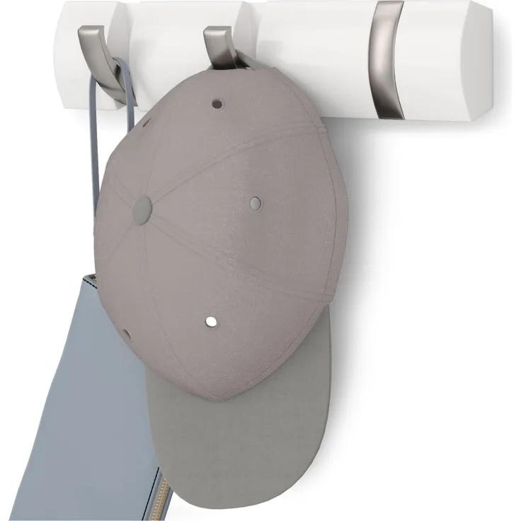 Umbra Hooks Flip Wandhaken, Aufhänger, Kleiderhaken, Kleideraufhänger, Garderobenhaken, 3 Haken, Holz, Weiß, 318853660