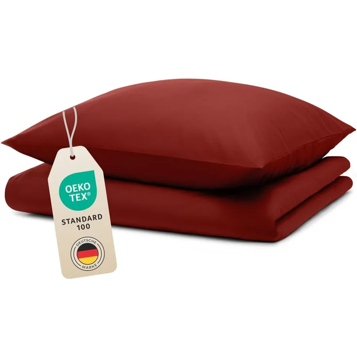 Blumtal Bettwäsche, 12 - Dunkelrot, Decke 135x200 cm & Kissen 40x80 cm