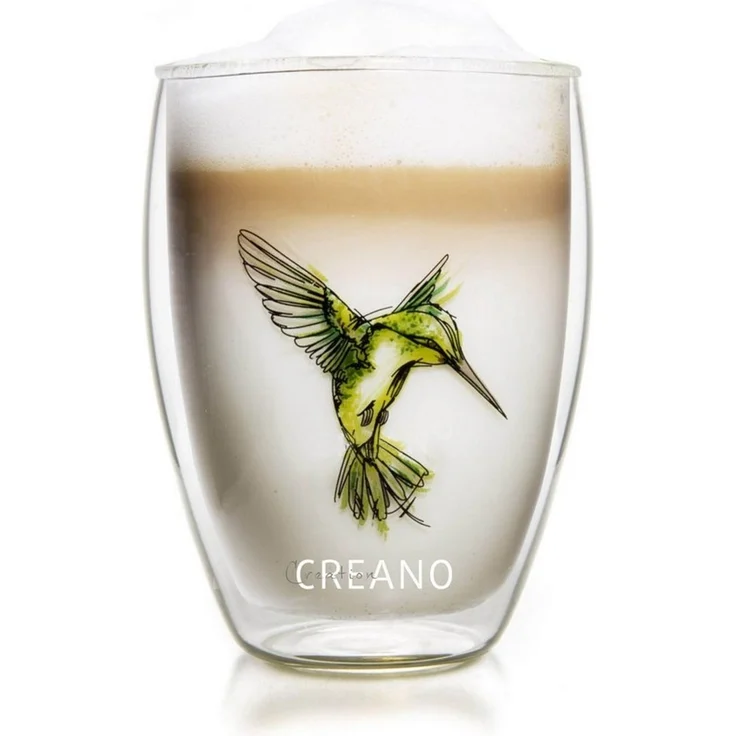 Creano Teeglas Tee-Glas, Latte Machiato, Thermobecher Kolibri Grün, 250ml, Borosilikatglas, 1x bedrucktes Glas – Bild 5