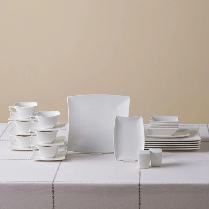Karaca Frühstücksteller Perfect White 32 Teilig Porzellan Geschirrset Frühstücksset Weiß, Porzellan Kombiservice Kombigeschirr Geschirrset Tafelservice – Bild 1