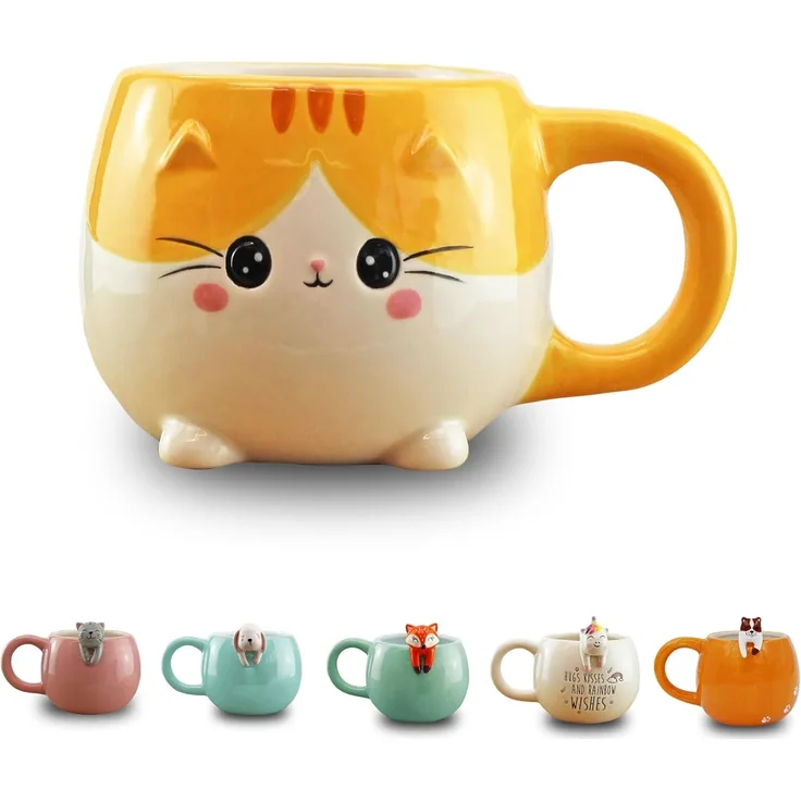 Winkee Becher Pet Buddies Kaffeebecher Kätzchen Kitten, Keramik, ca. 14 x 11 x 9 cm, für ca. 300 ml