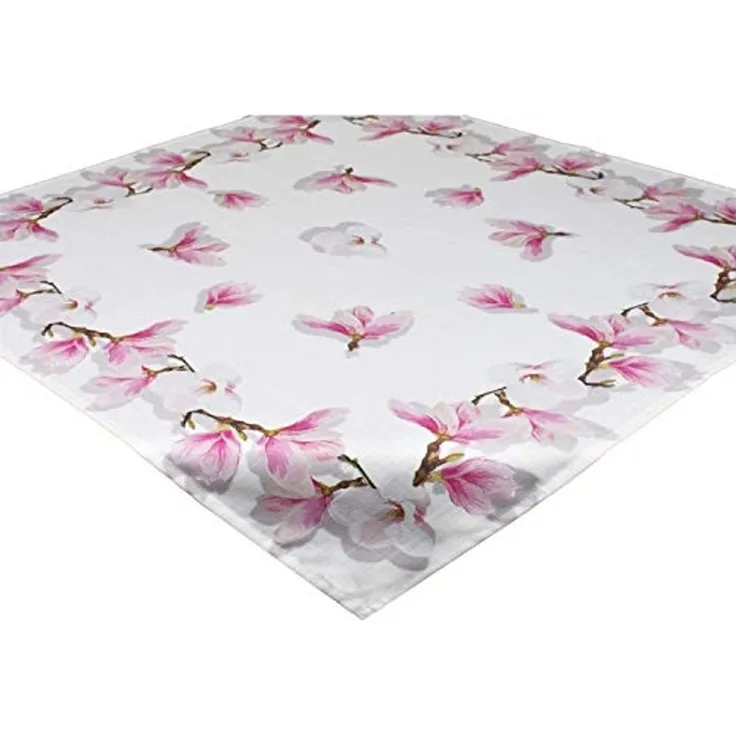 Delindo Lifestyle Mitteldecke Magnolien, Glattes Gewebe, bedruckt