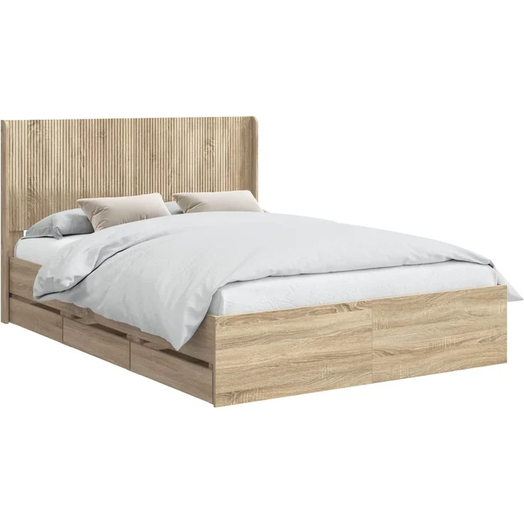 vidaXL Bettgestell mit Stauraum und Kopfteil Sonoma-Eiche 120 x 190 cm 3413967 – Bild 2