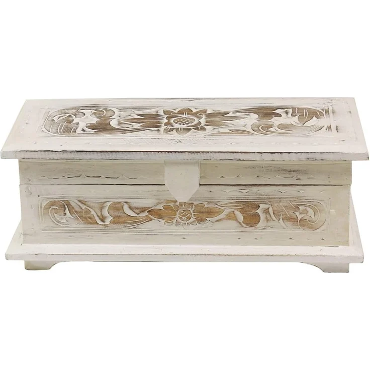 Oriental Galerie Truhe Weiße Truhe Blumen Klein 40 cm Design 2 – Bild 3