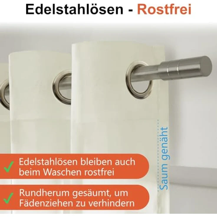 2er Set Ösenvorhang Voile 245 cm creme transparent - Farbe: Creme – Bild 4
