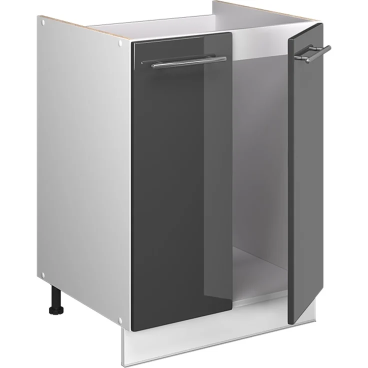 Spülenunterschrank Fame-Line Anthrazit Hochglanz/Weiß 60 cm Vicco – Bild 6