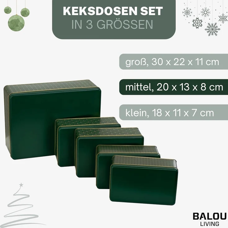 bonsport Keksdose Keksdosen 5er-Set, eckig, Metall, Pattern – Bild 4