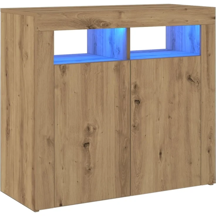 vidaXL Sideboard mit LED-Leuchten Artisan-Eiche 80x35x75 cm 856362 – Bild 2
