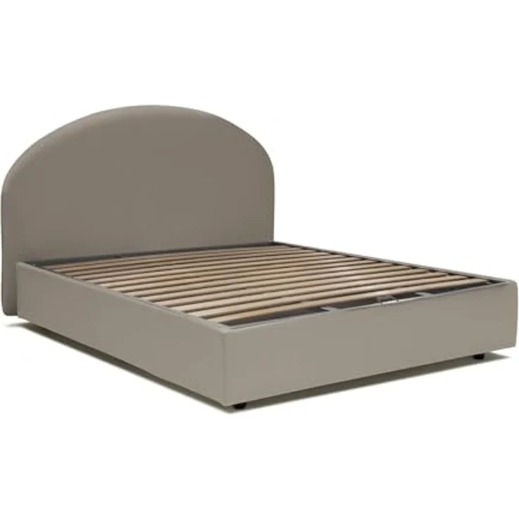 Talamo Italia - Consolata Doppelbett, Bettkasten mit Kunstlederbezug, 100 % Made in Italy, Öffnung vorne, inklusive Matratze 160x190 cm, Taupe – Bild 5